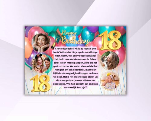 Spandoek Verjaardag 18jaar Ballonnen