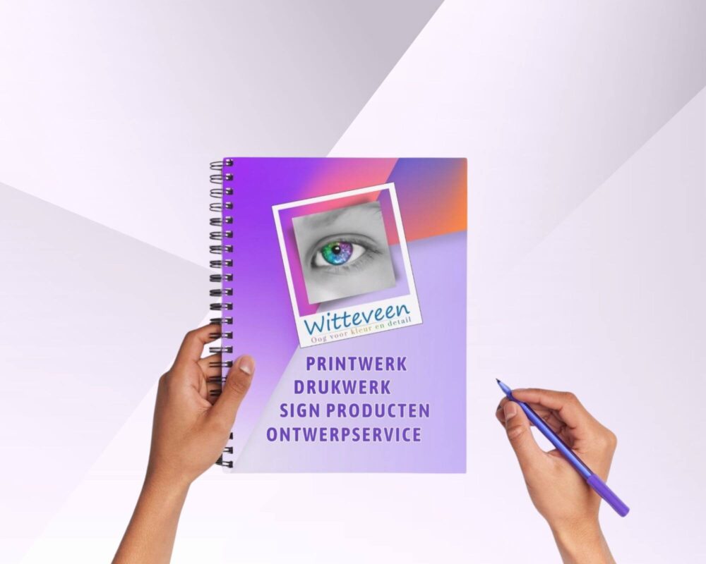 Wire-O boekje met metalen ringbinding en hoogwaardige afdrukkwaliteit.