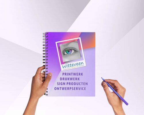 Wire-O boekje met metalen ringbinding en hoogwaardige afdrukkwaliteit.